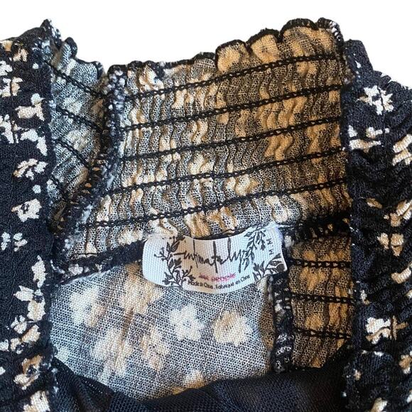 Free People Intimately Black White Micro Floral One Piece Swimsuit Bodysuit Medi - Picture 4 of 5